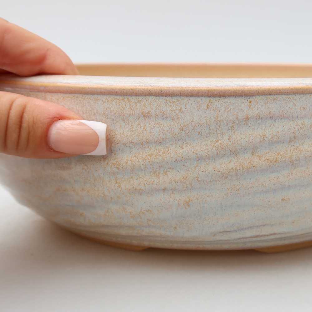 Pot à bonsaï en céramique 25,5 x 25,5 x 7,5 cm, couleur beige