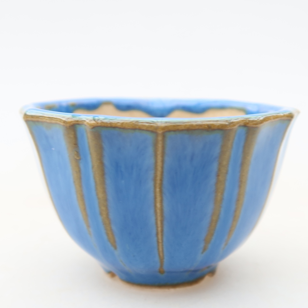 Pot à bonsaï en céramique 5,5 x 5,5 x 3,5 cm, couleur bleue