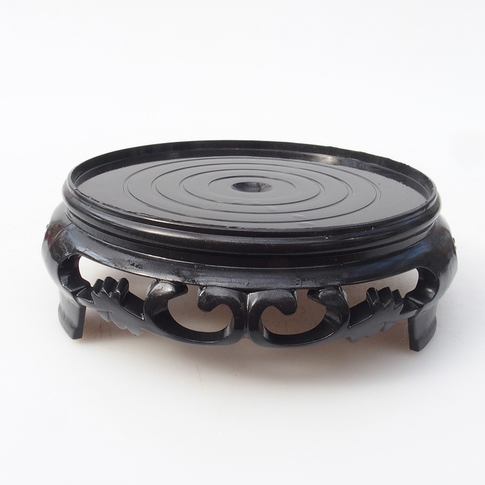 Table à bonsaï en plastique ronde 11 x 11 x 3,5 cm, couleur noire