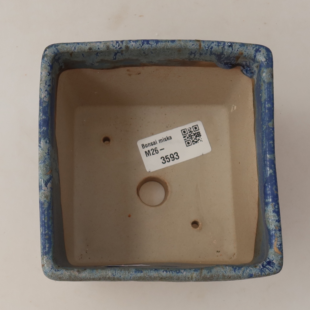 Pot à bonsaï en céramique 11,5 x 11,5 x 9 cm, couleur bleue