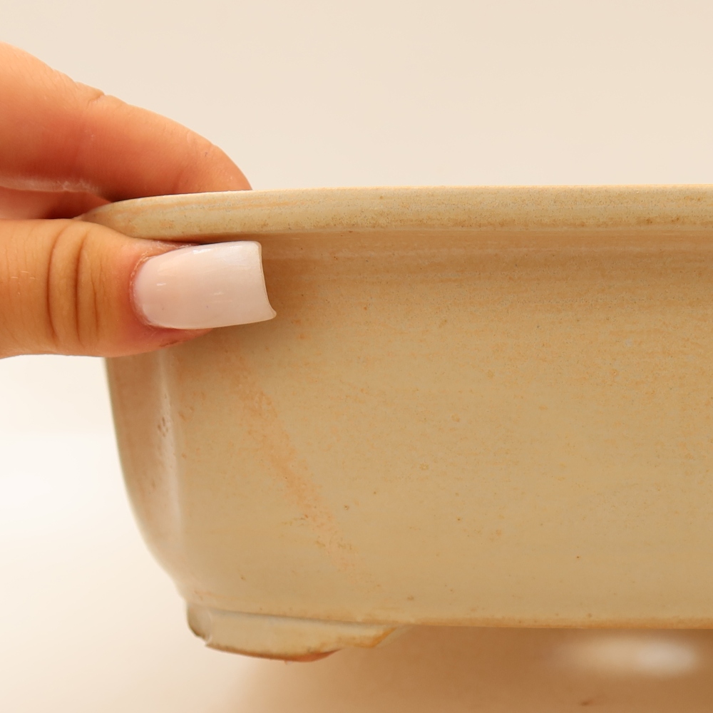 Pot à bonsaï en céramique 24,5 x 21 x 7,5 cm, couleur beige