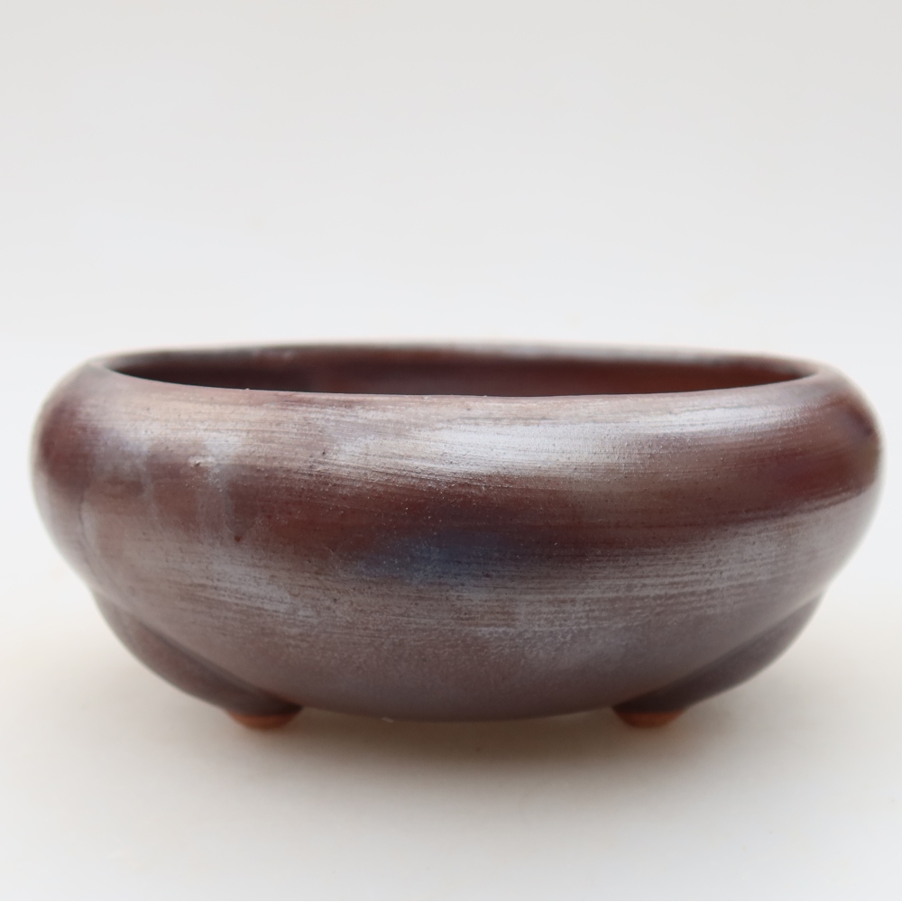 Pot à bonsaï en céramique 15 x 15 x 6,5 cm, couleur métallique