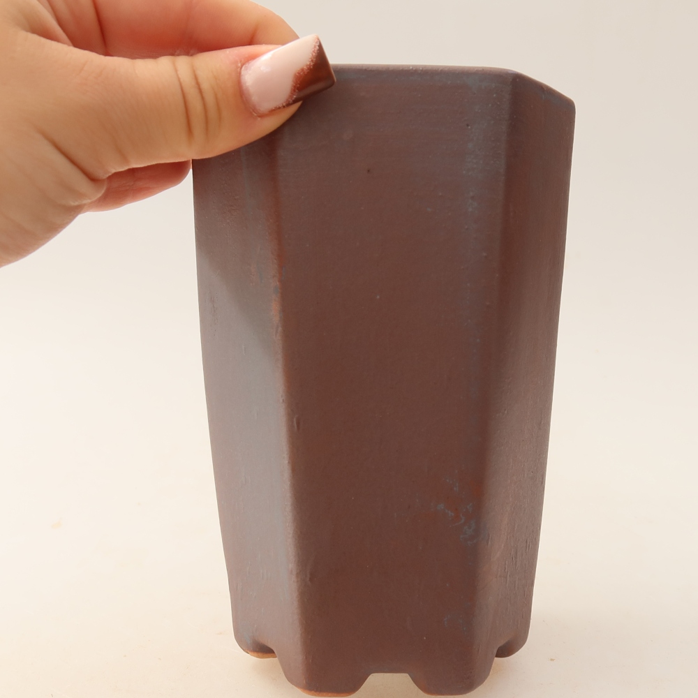 Pot à bonsaï en céramique 9,5 x 8,5 x 14,5 cm, couleur métallique