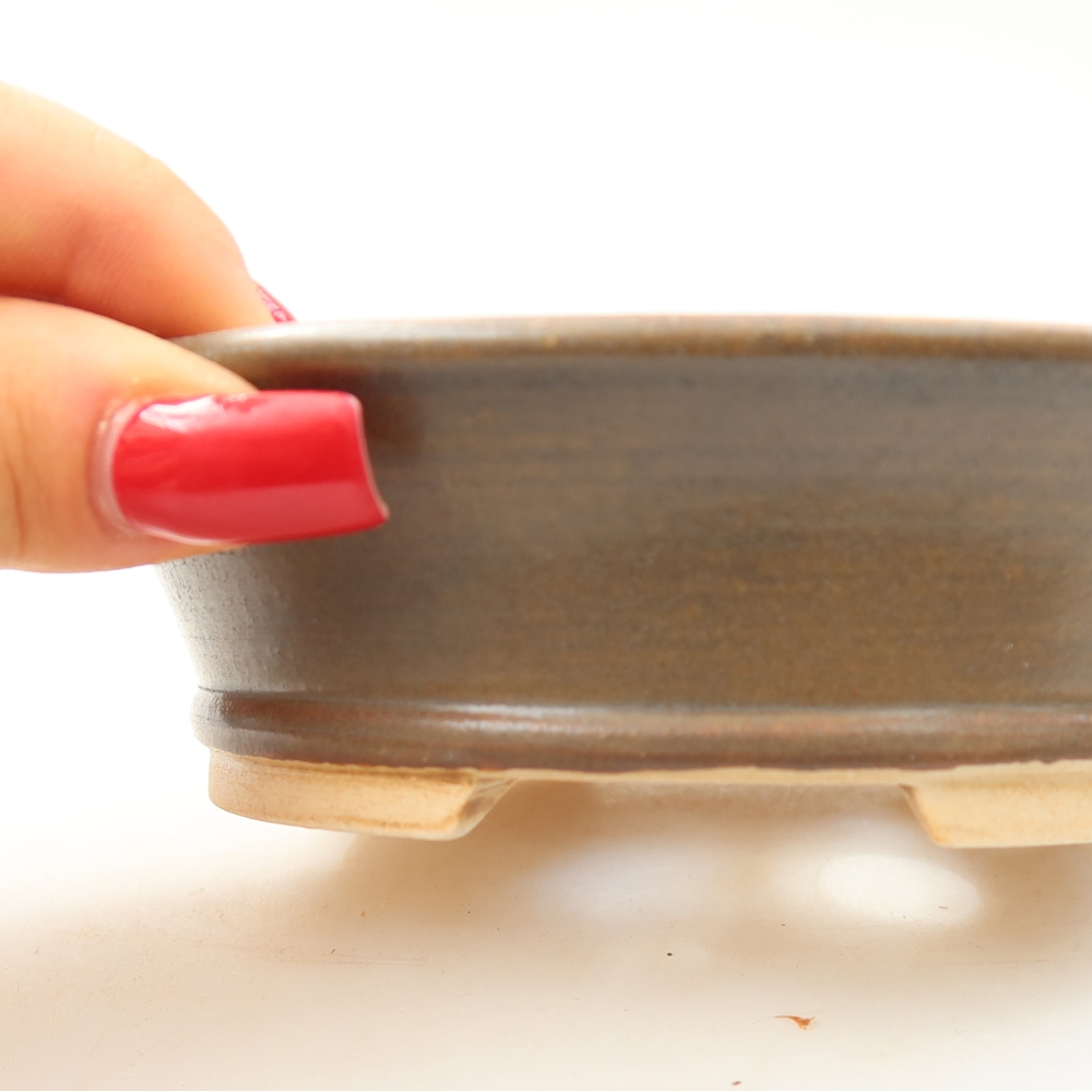 Pot à bonsaï en céramique 13 x 11,5 x 4 cm, couleur marron