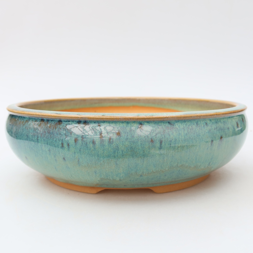 Bol à bonsaï en céramique 22,5 x 22,5 x 7 cm, vert