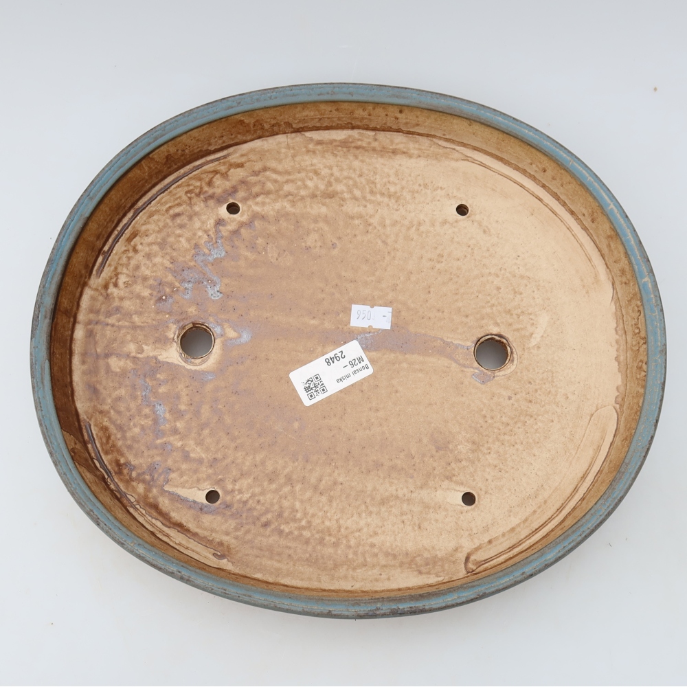 Pot à bonsaï en céramique 31 x 27 x 4,5 cm, couleur bleue