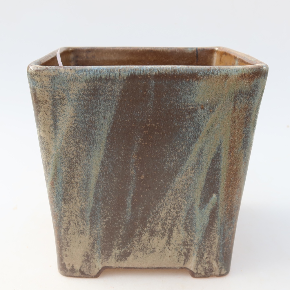 Pot à bonsaï en céramique 13 x 13 x 14 cm, couleur marron