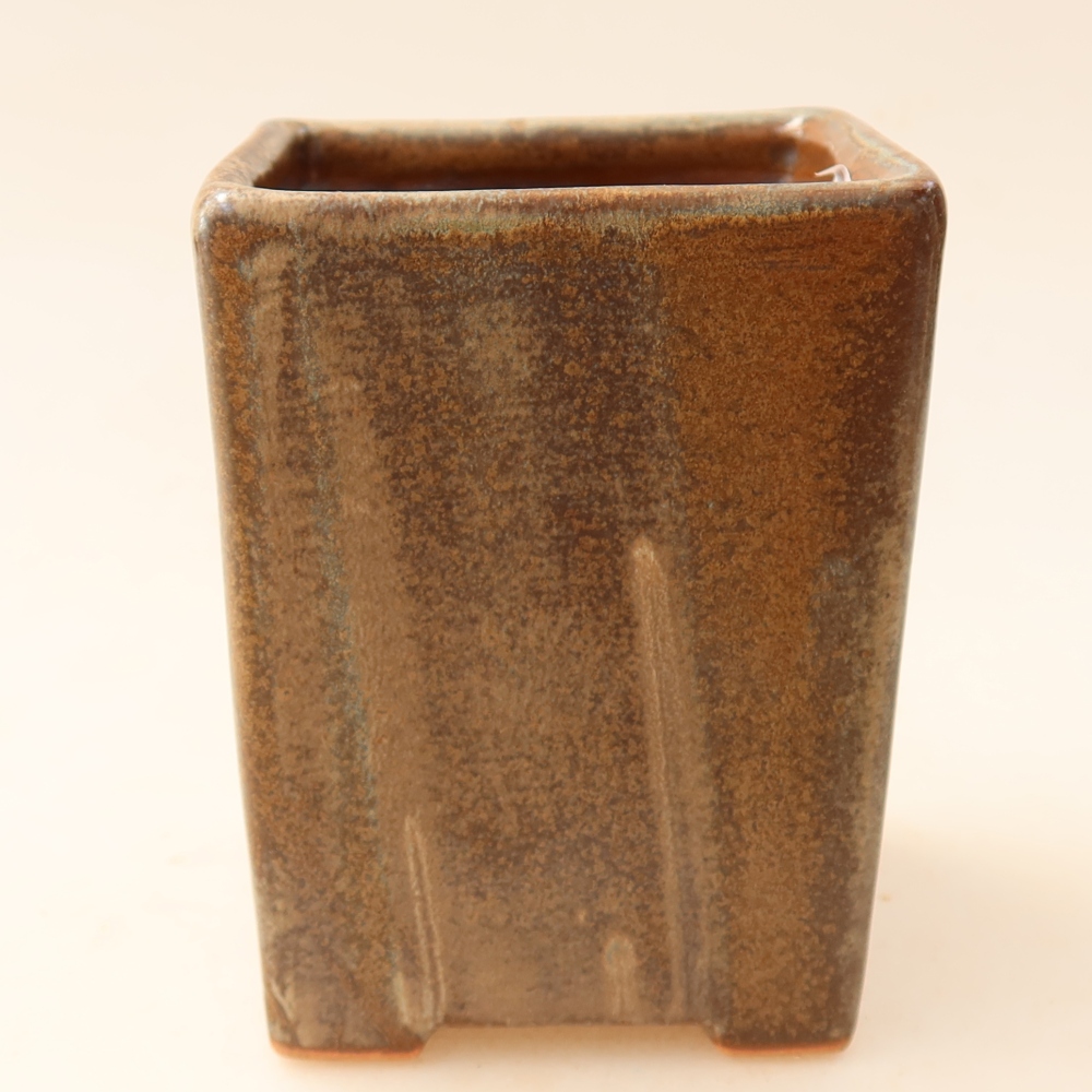 Pot à bonsaï en céramique 7,5 x 7,5 x 10 cm, couleur marron