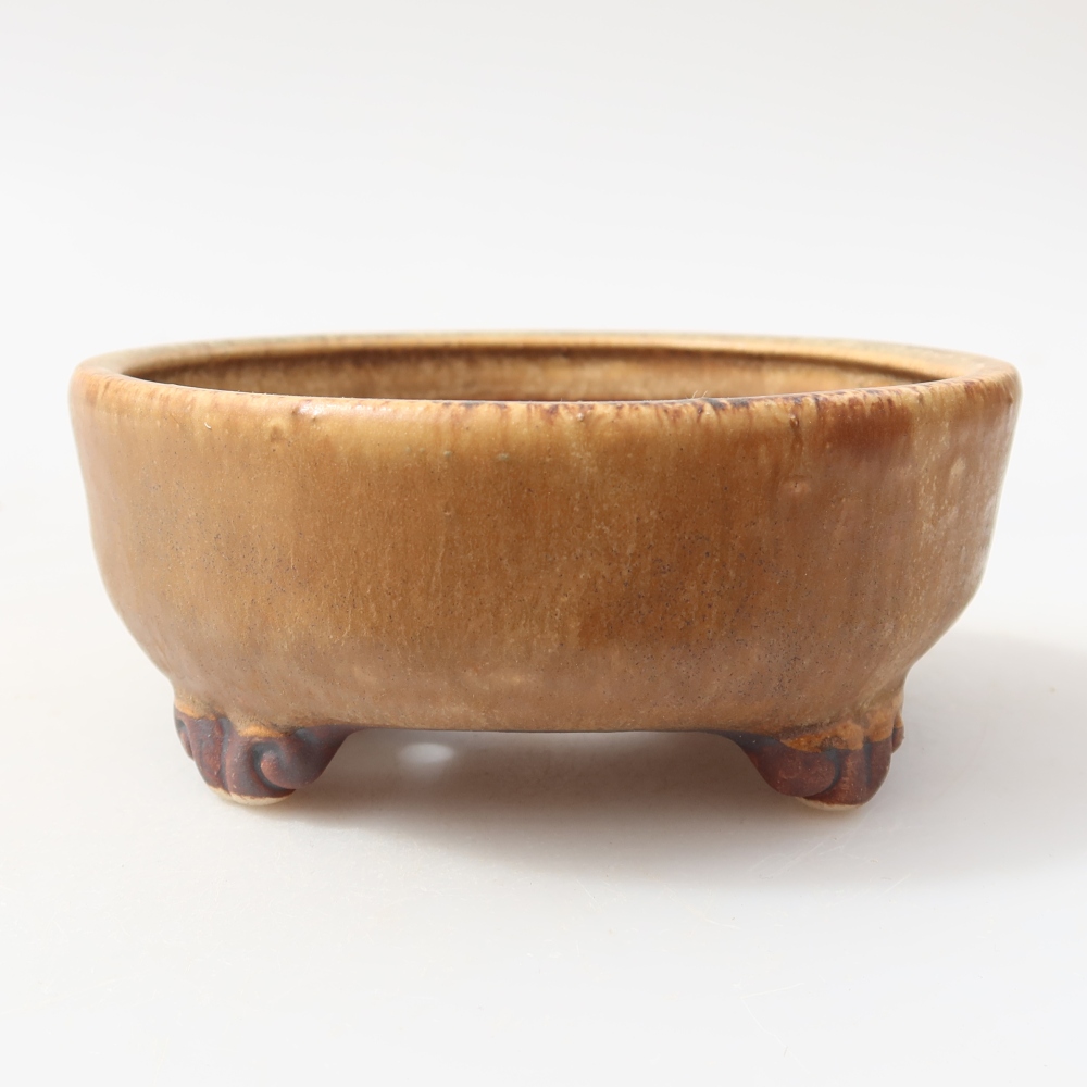 Bol à bonsaï en céramique 11 x 11 x 4,5 cm, brun