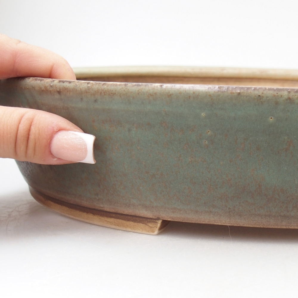 Bol à bonsaï en céramique 31,5 x 27,5 x 6 cm, vert