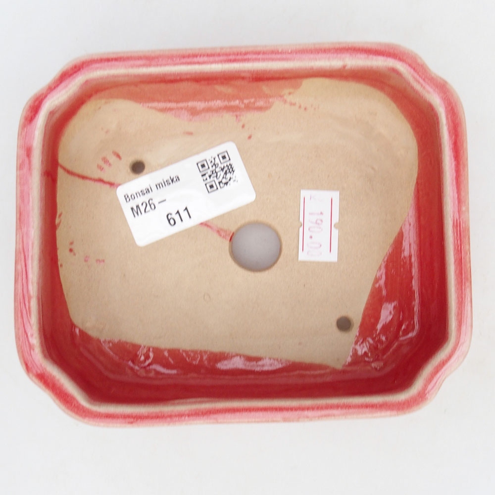 Bol à bonsaï en céramique 12 x 10,5 x 4 cm, couleur rouge