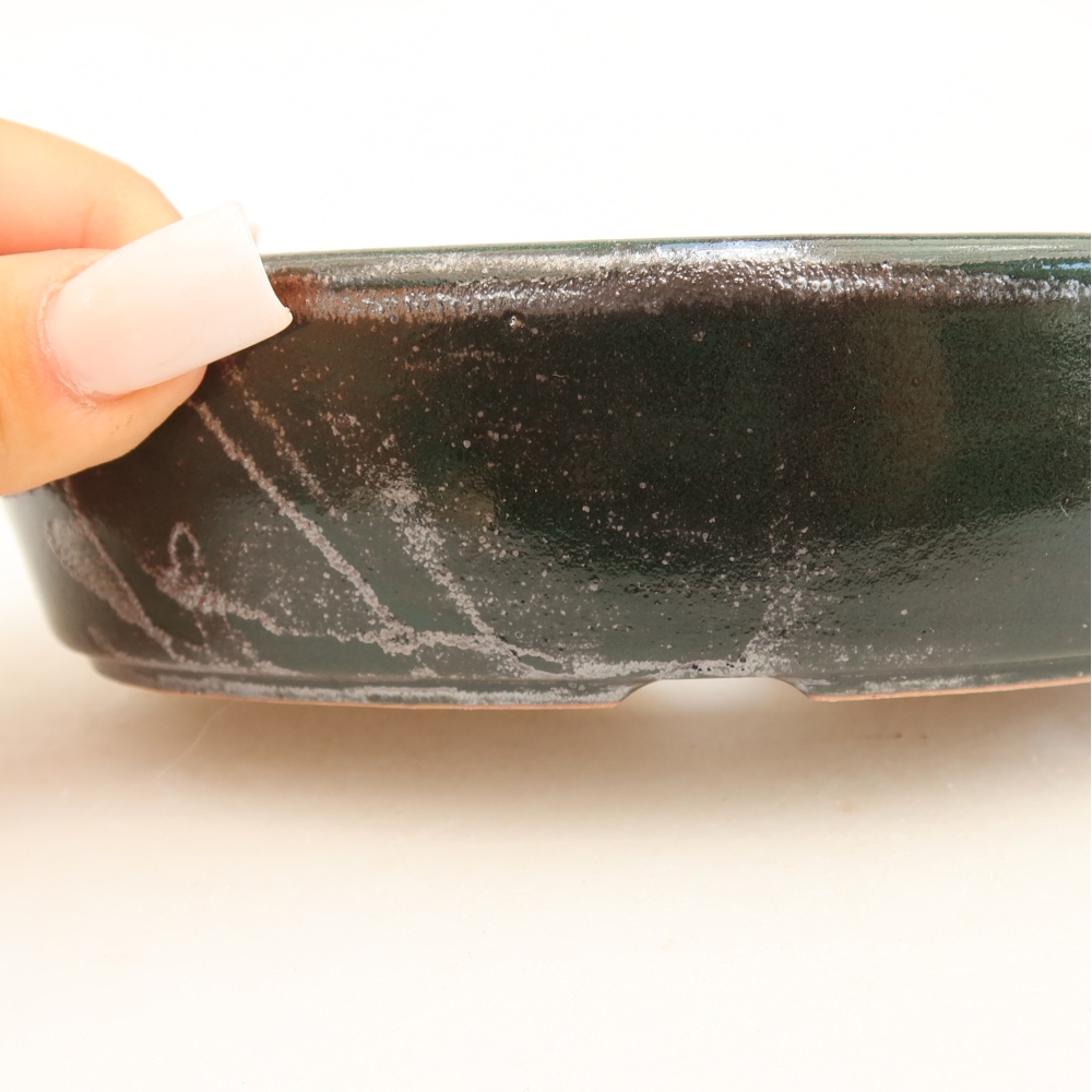 Bol à bonsaï en céramique 16,5 x 11,5 x 4,5 cm, vert