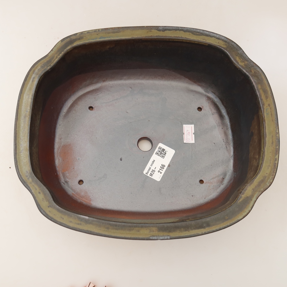 Pot à bonsaï en céramique 24,5 x 21 x 7,5 cm, couleur marron