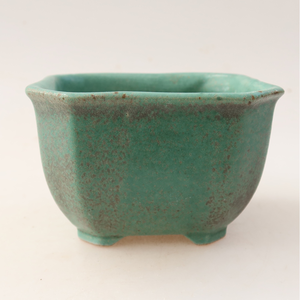 Pot à bonsaï en céramique 10 x 10 x 6,5 cm, couleur verte