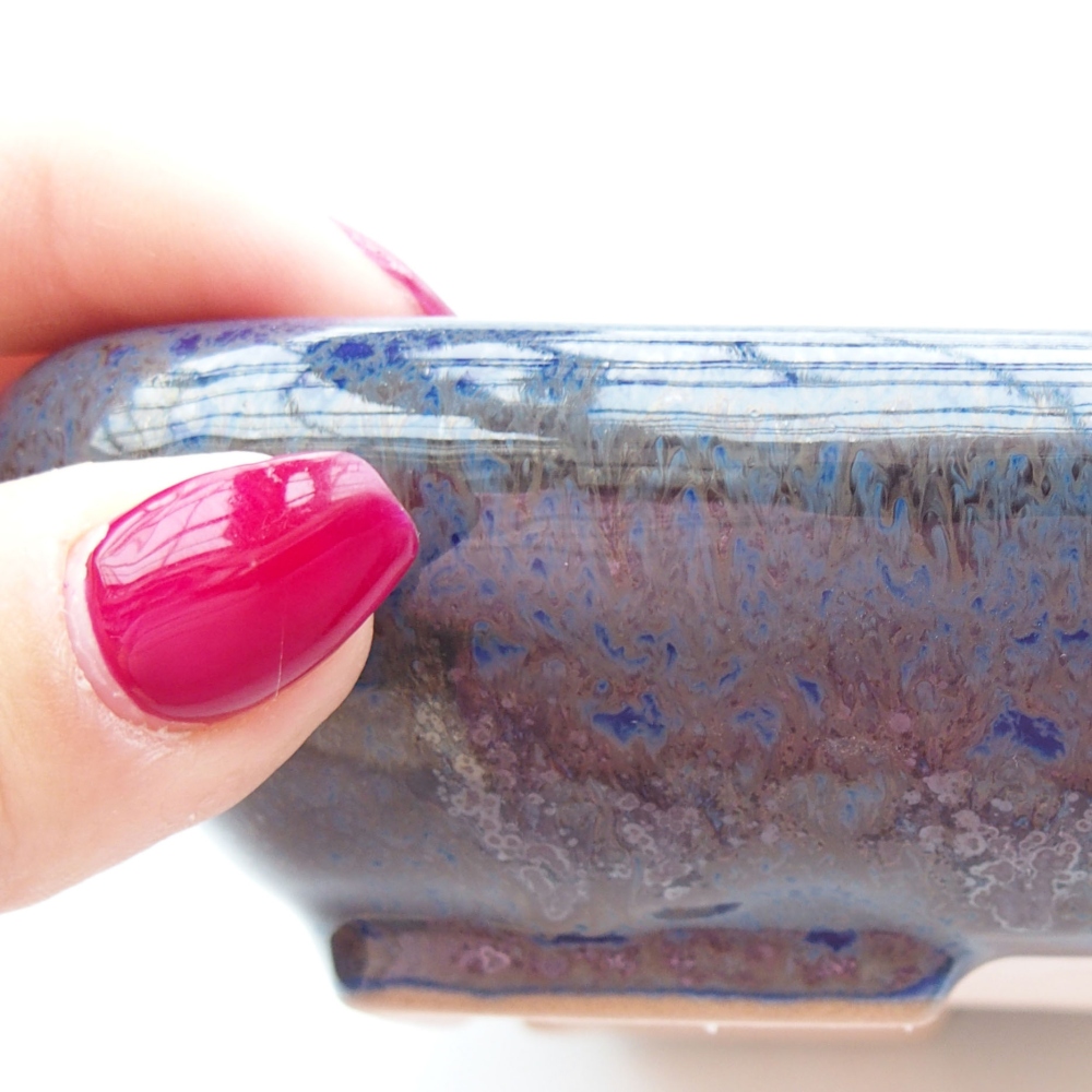 Bol à bonsaï en céramique 17 x 14 x 3,5 cm, couleur bleu