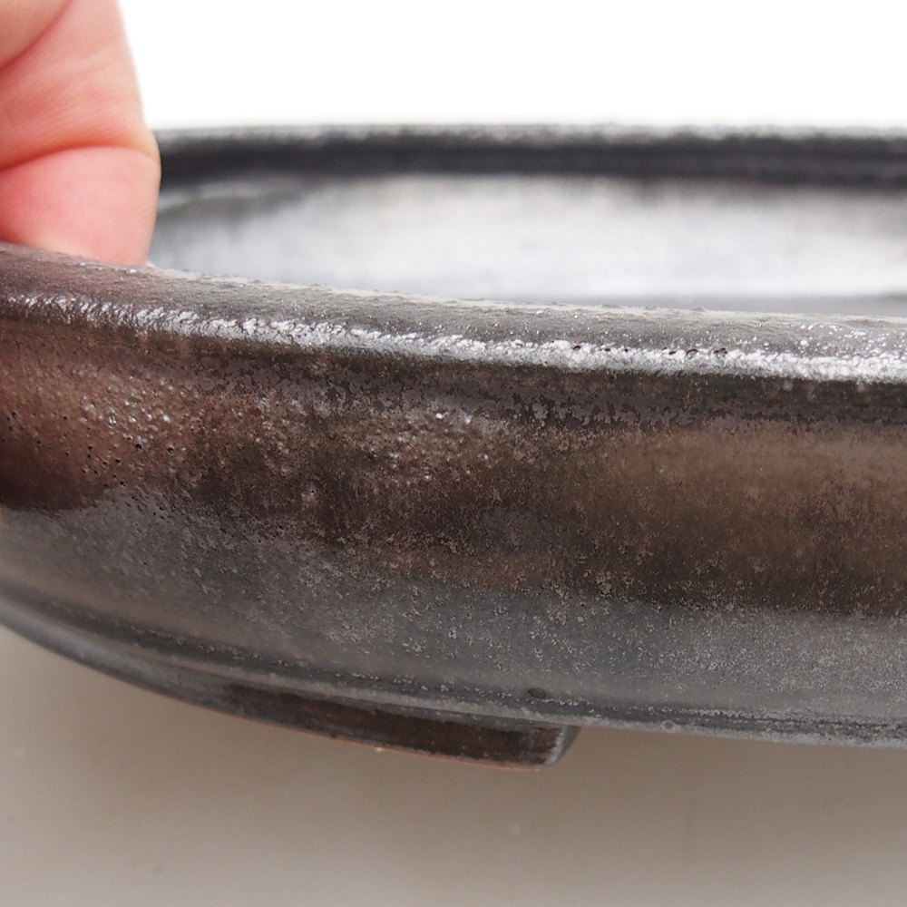 Bol à bonsaï en céramique 24 x 19,5 x 4 cm, couleur noir-vert