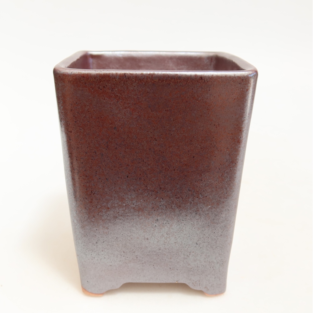 Pot à bonsaï en céramique 9 x 9 x 11 cm, couleur métallique