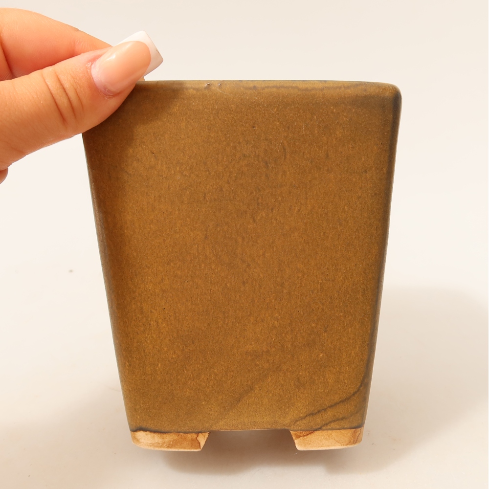 Pot à bonsaï en céramique 10,5 x 10,5 x 12 cm, couleur marron