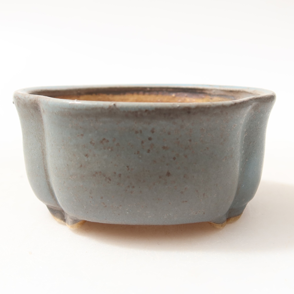 Pot à bonsaï en céramique 8 x 7,5 x 3,5 cm, couleur bleue