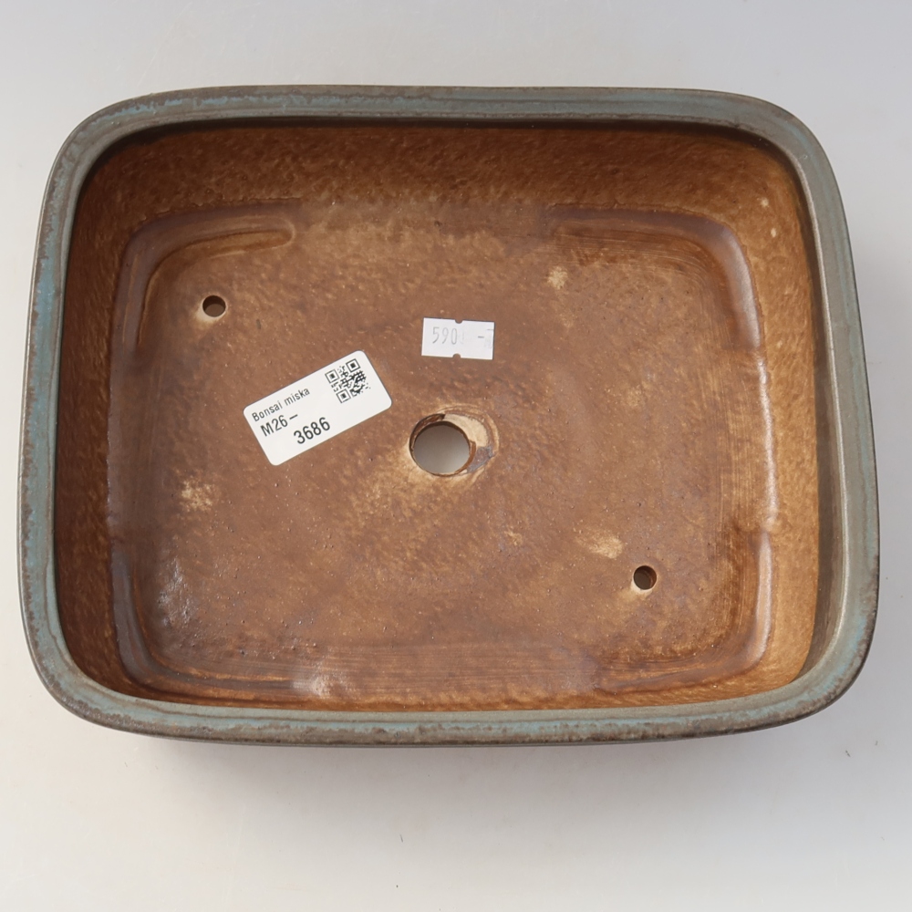Pot à bonsaï en céramique 22,5 x 18 x 6 cm, couleur bleue