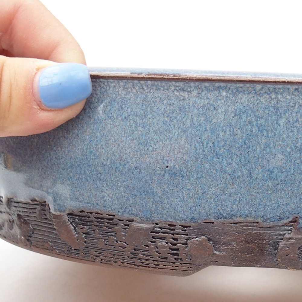 Bol à bonsaï en céramique 20 x 20 x 5 cm, couleur bleu