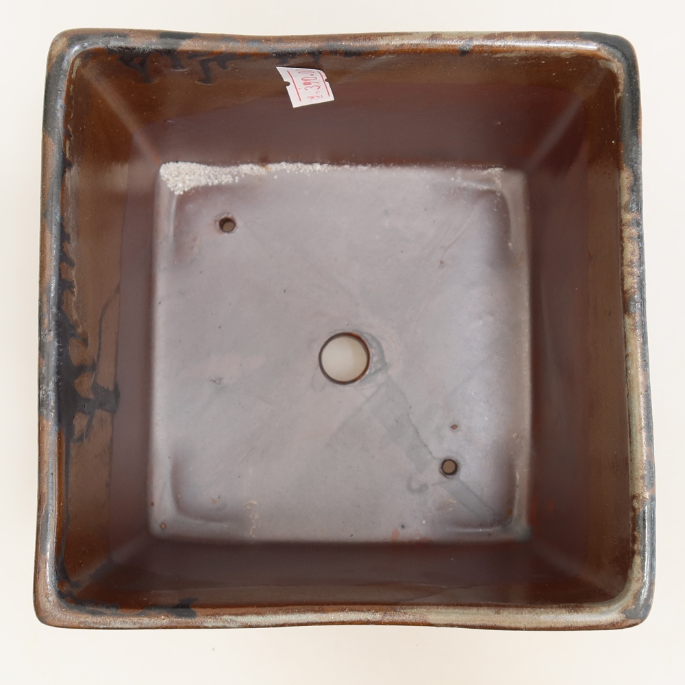 Pot à bonsaï en céramique 15 x 15 x 10,5 cm, couleur marron