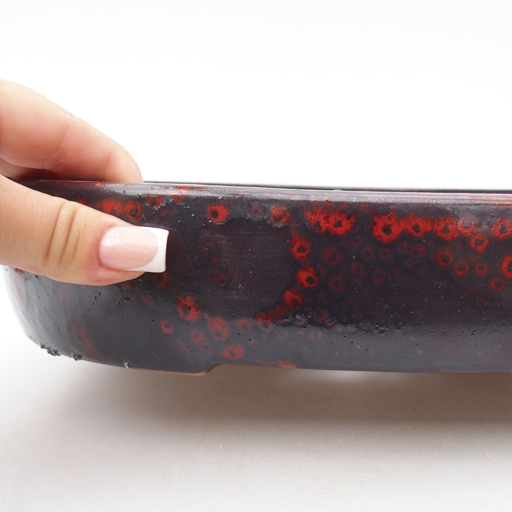 Bol à bonsaï en céramique 27 x 21 x 5,5 cm, couleur rouge-noir