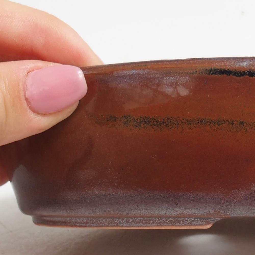 Bol à bonsaï en céramique 15 x 9,5 x 4 cm, brun