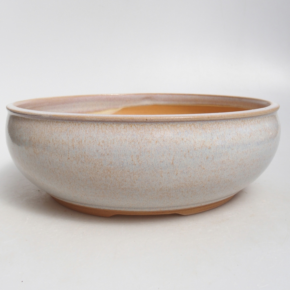 Bol à bonsaï en céramique 22,5 x 22,5 x 7,5 cm, couleur beige