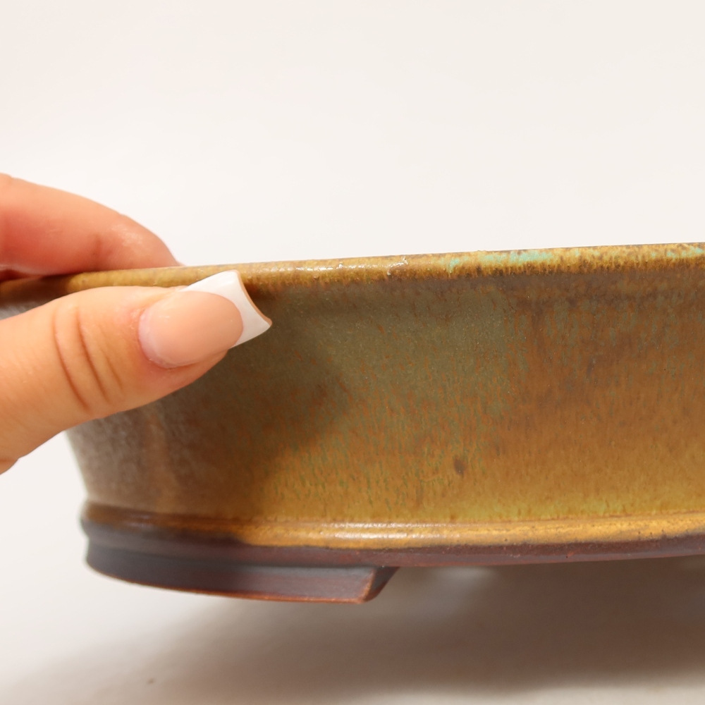 Pot à bonsaï en céramique 27 x 24,5 x 5,5 cm, couleur verte