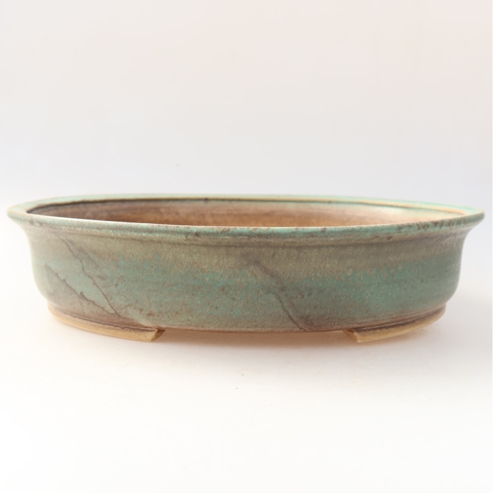 Pot à bonsaï en céramique 26 x 24 x 6 cm, couleur verte