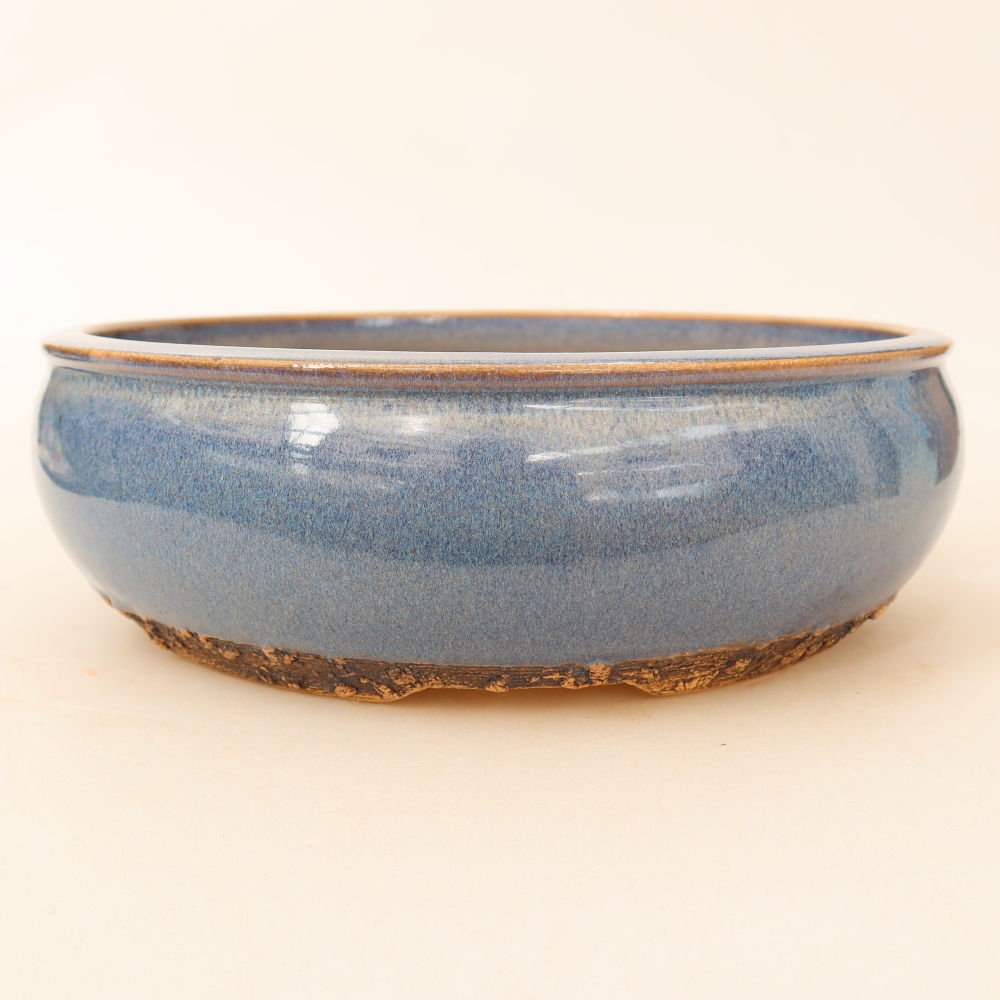Pot à bonsaï en céramique 24 x 24 x 7,5 cm, couleur bleue