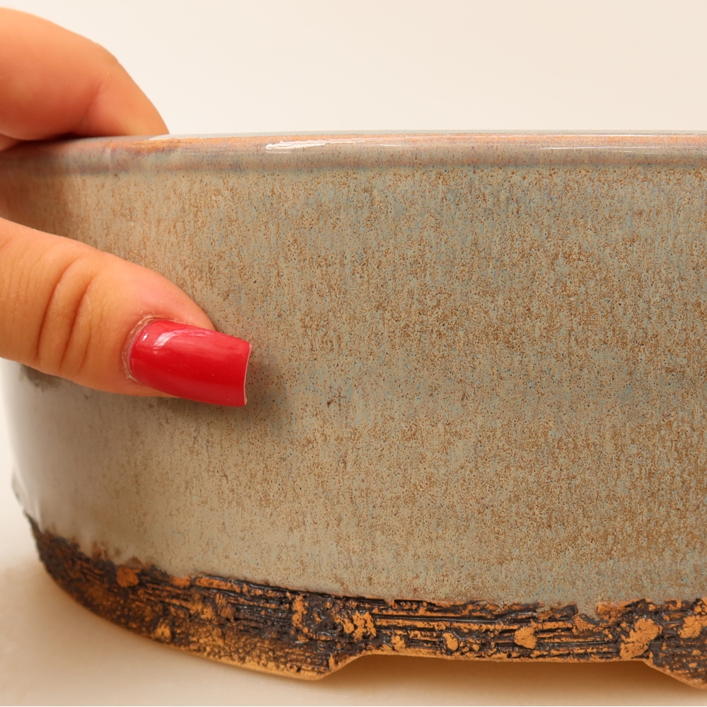 Pot à bonsaï en céramique 25 x 25 x 7,5 cm, couleur verte