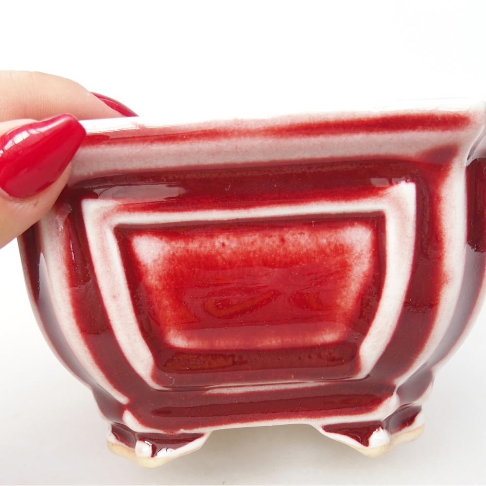 Bol à bonsaï en céramique 11 x 11 x 7 cm, couleur rouge
