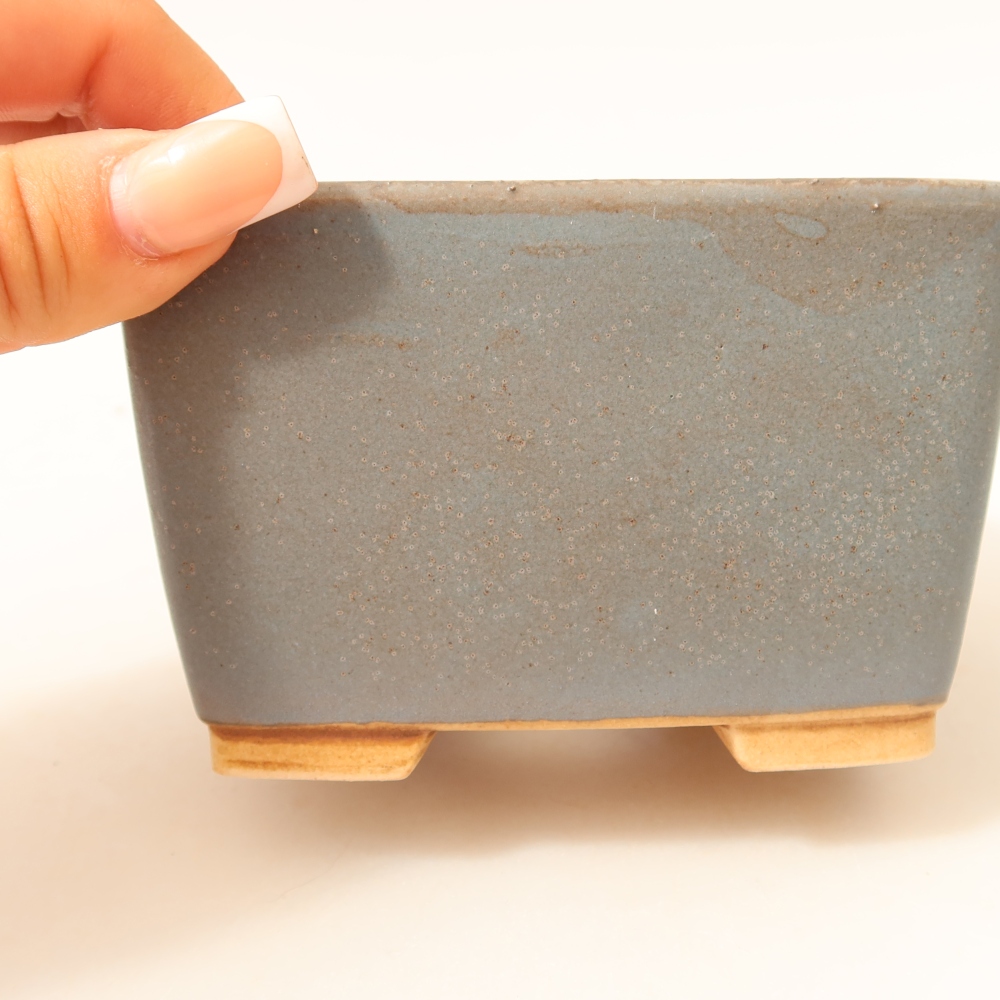 Pot à bonsaï en céramique 10,5 x 10,5 x 7 cm, couleur bleue