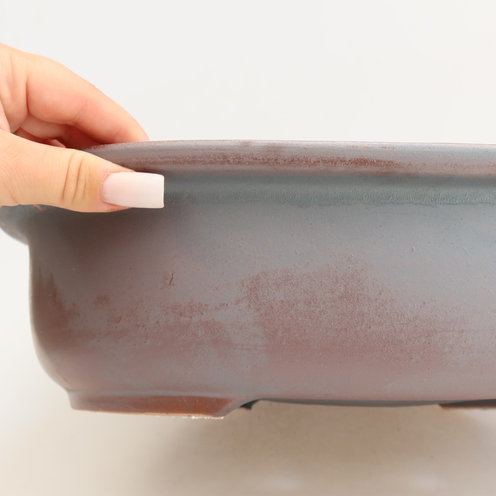Pot à bonsaï en céramique 36 x 30 x 9 cm, couleur métallique
