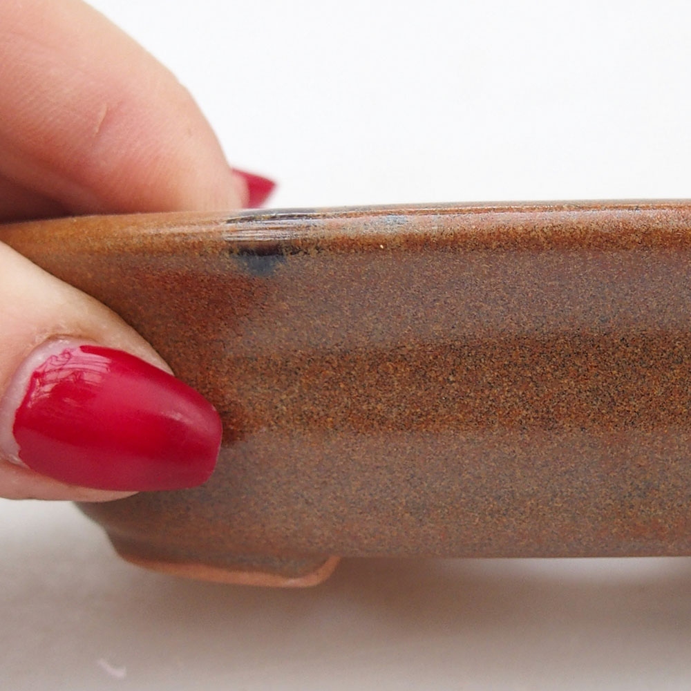 Bol à bonsaï en céramique 12 x 10 x 3 cm, brun