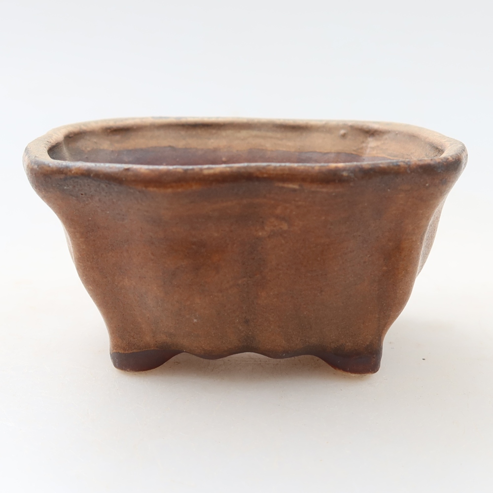 Pot à bonsaï en céramique 7 x 7 x 3,5 cm, couleur rose