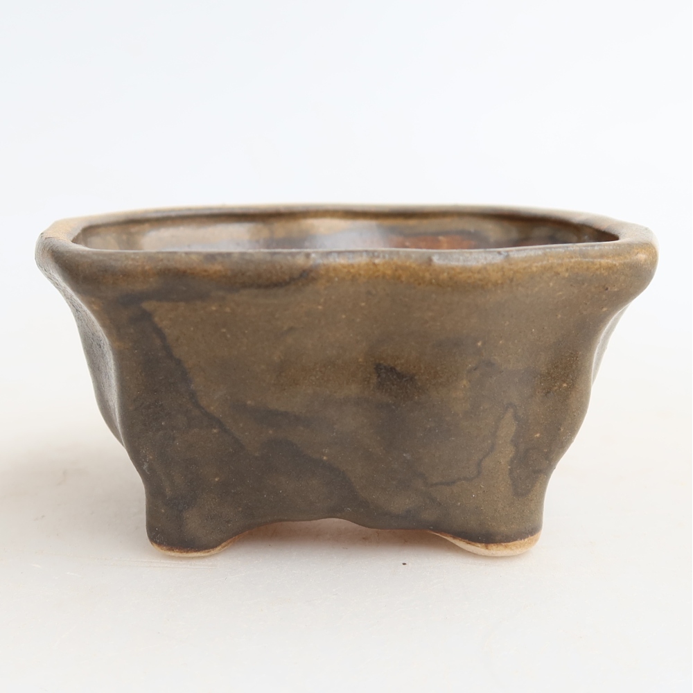 Bol à bonsaï en céramique 7 x 7 x 3,5 cm, brun