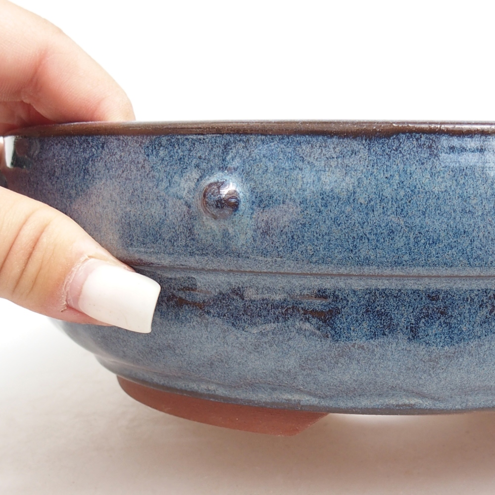 Bol à bonsaï en céramique 21 x 21 x 6,5 cm, couleur bleu