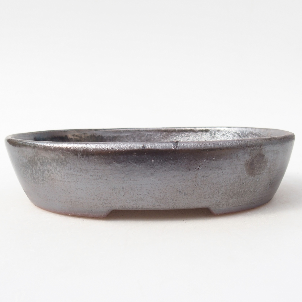 Bol à bonsaï en céramique 17,5 x 14 x 4 cm, couleur métal