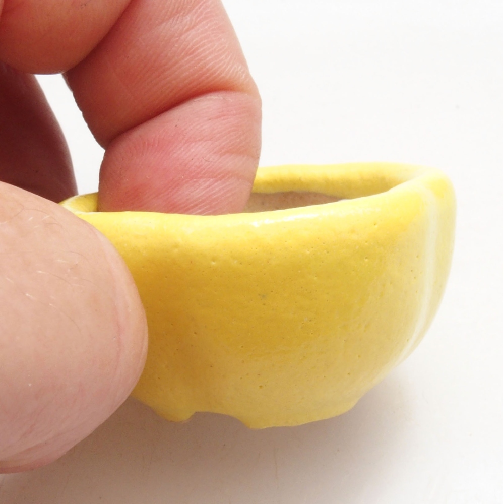 Bol à bonsaï en céramique 4 x 4 x 2 cm, jaune