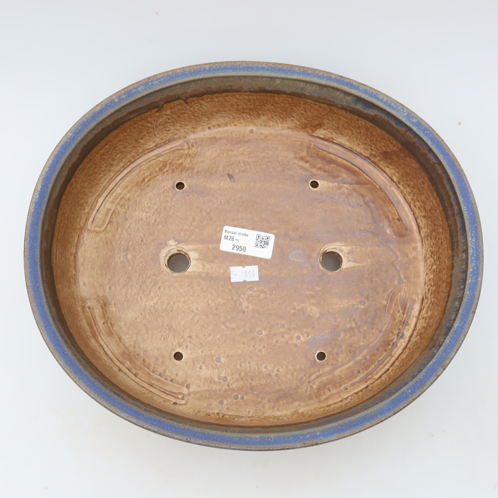 Pot à bonsaï en céramique 31 x 27 x 7,5 cm, couleur bleue
