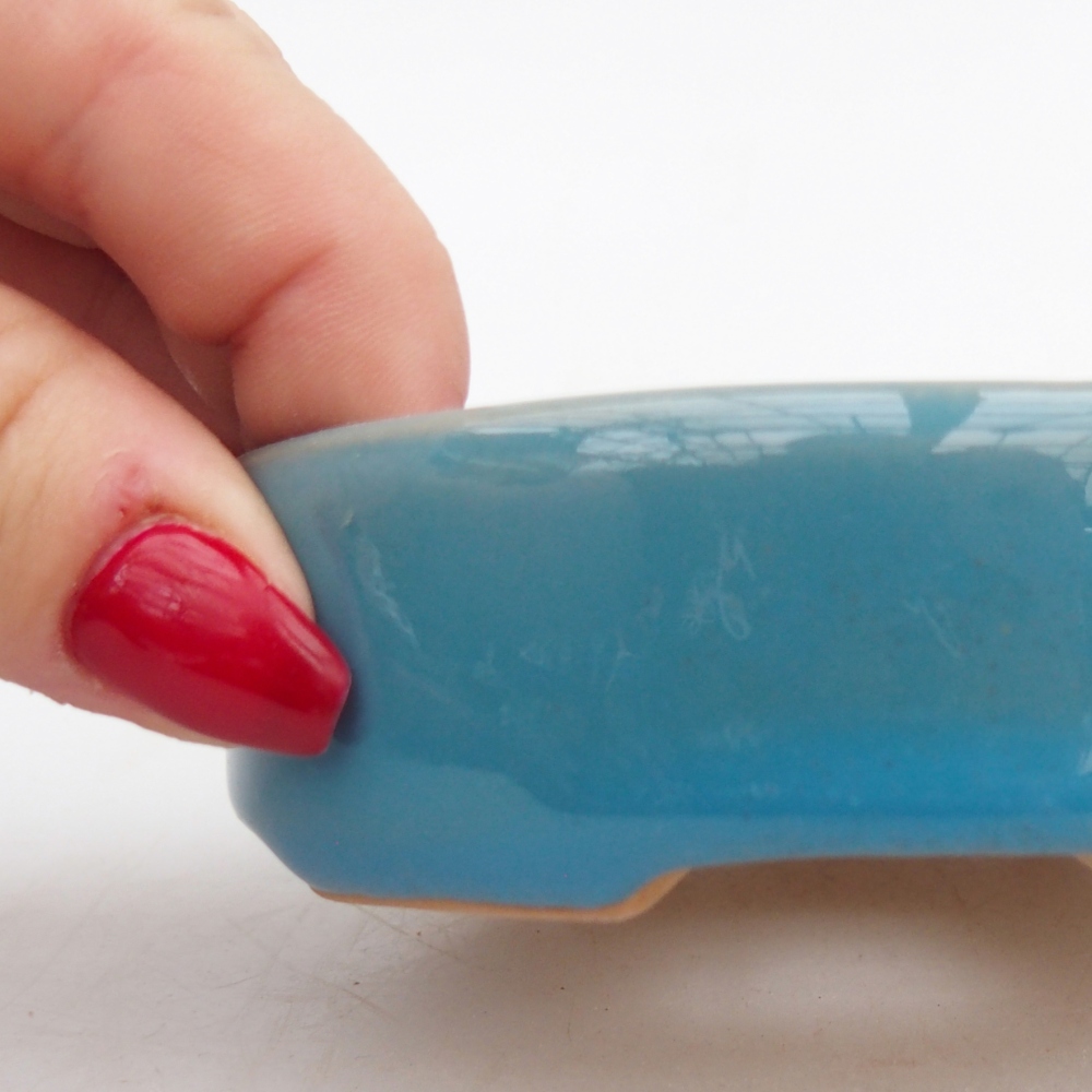 Bol à bonsaï en céramique 9,5 x 8 x 3 cm, couleur bleu
