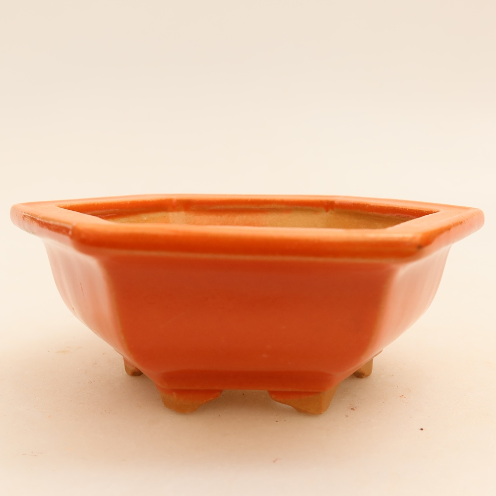 Pot à bonsaï en céramique 12 x 10,5 x 4 cm, couleur orange