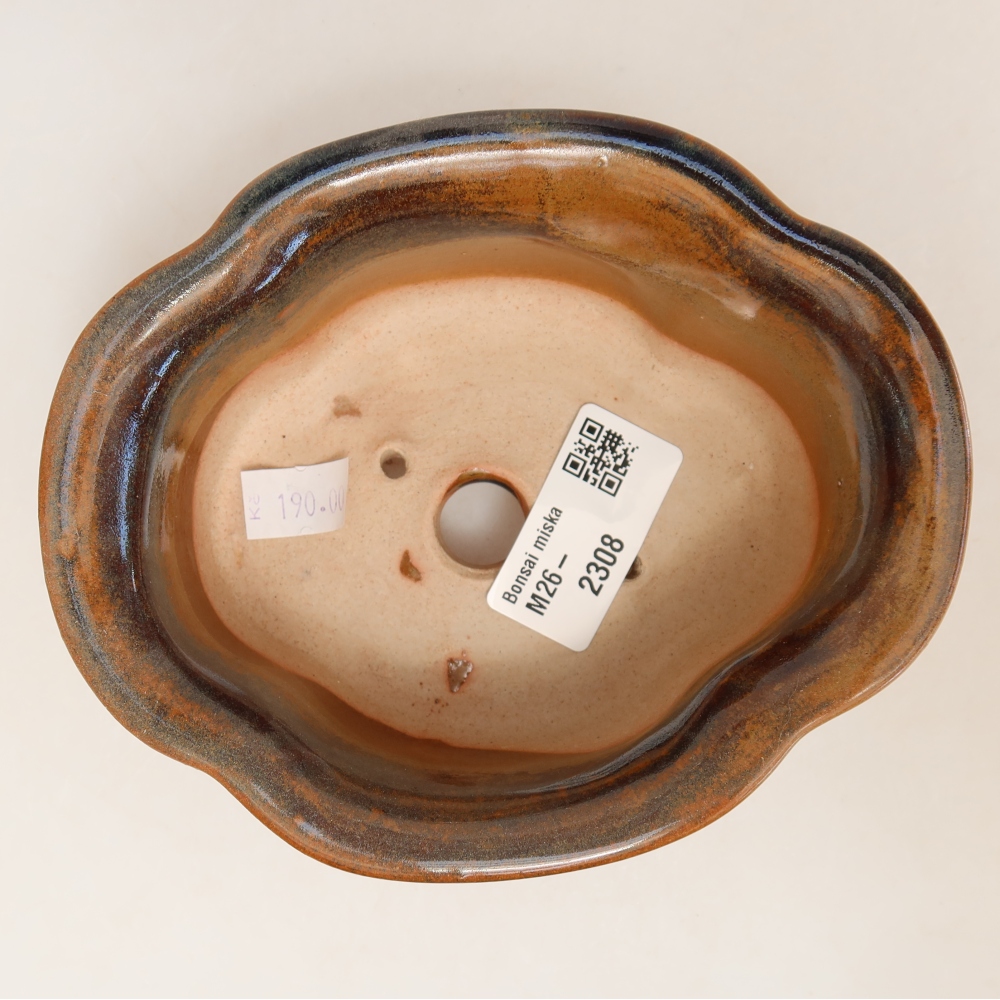 Pot à bonsaï en céramique 13,5 x 11 x 6 cm, couleur marron