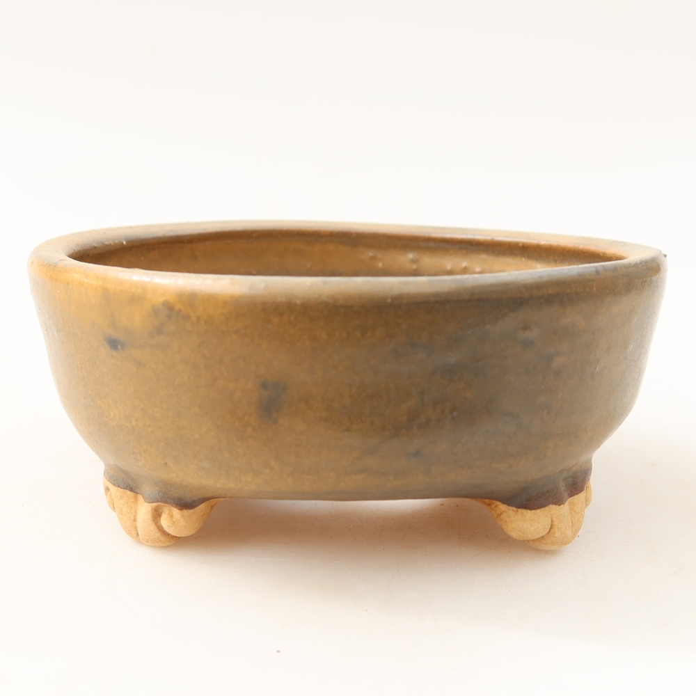 Bol à bonsaï en céramique 10,5 x 10,5 x 4 cm, brun