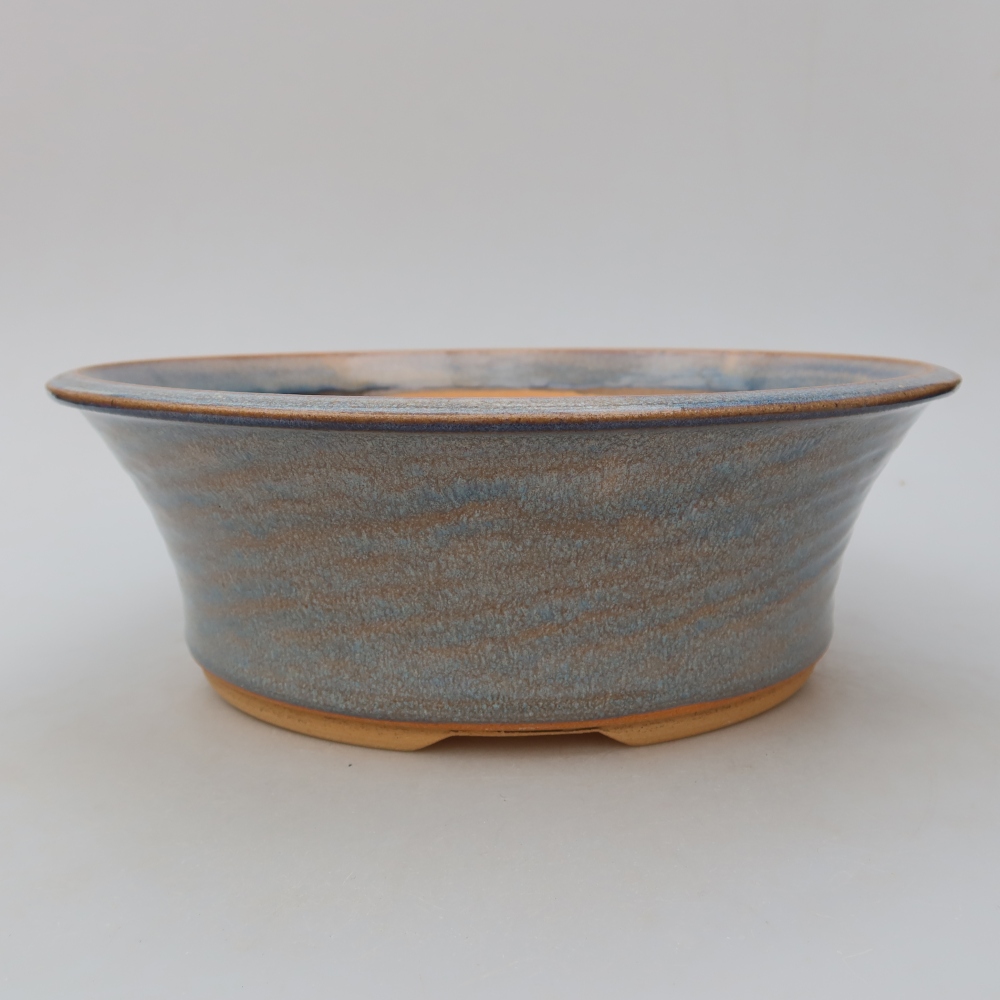 Pot à bonsaï en céramique 25,5 x 25,5 x 8,5 cm, couleur bleue