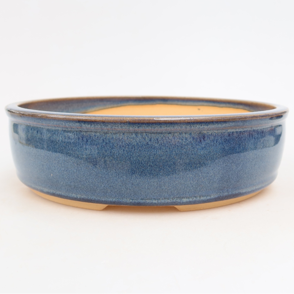 Pot à bonsaï en céramique 22,5 x 22,5 x 6,5 cm, couleur bleue