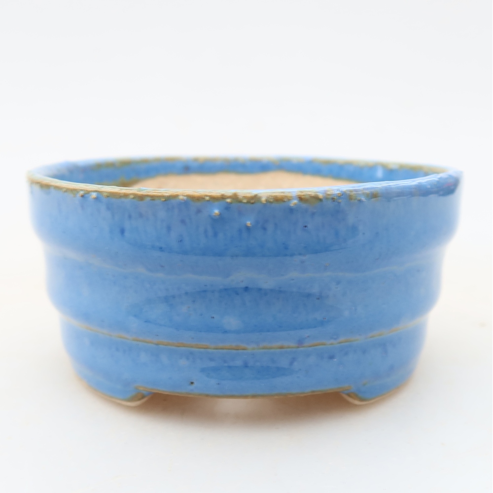 Pot à bonsaï en céramique 7,5 x 7,5 x 3,5 cm, couleur bleue